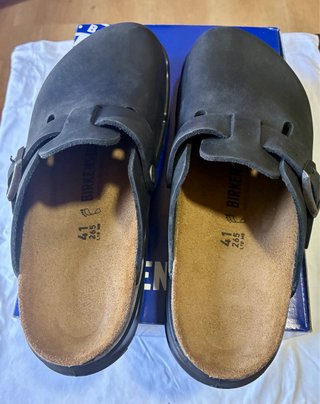 Zuecos Birkenstock Boston Negros Piel Engrasada