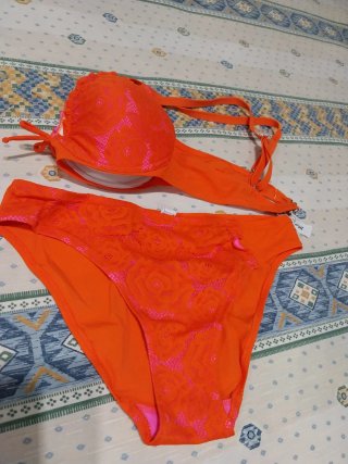 Bikini Antigel naranja-rosa T40