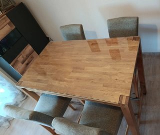 Mesa de comedor alta con cristal y 4 sillas