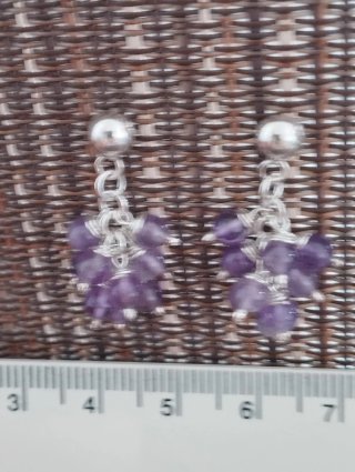 Pendientes Plata Ley Amatista Natural
