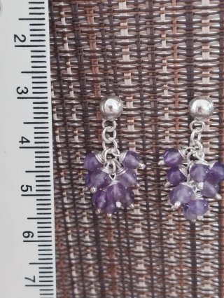 Pendientes Plata Ley Amatista Natural