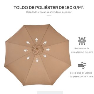 Sombrilla de tela y madera beige