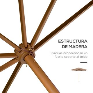 Sombrilla de tela y madera beige