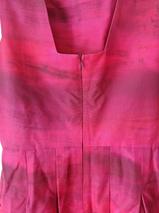 Jigsaw Abito Seta Cotone Bordeaux EU 36 UK 8 midi