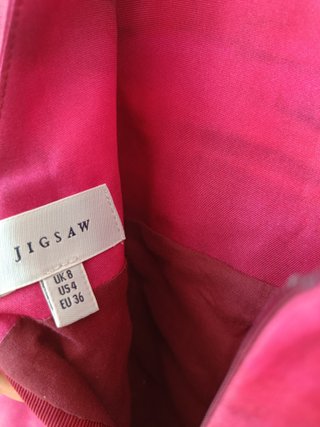 Jigsaw Abito Seta Cotone Bordeaux EU 36 UK 8 midi