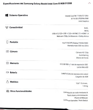 Samsung Galaxy Book4 15.6 i5 512GB