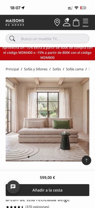 Divano letto Maison du Monde beige NUOVO