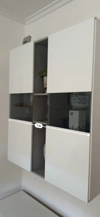 Mueble TV salón blanco y beige