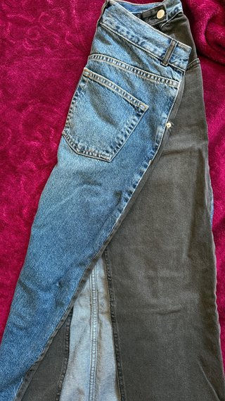 Falda midi vaquera bicolor Pull&Bear
