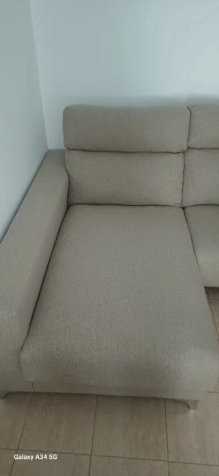 Sofá chaise longue beige tela