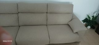 Sofá chaise longue beige tela