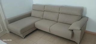 Sofá chaise longue beige tela