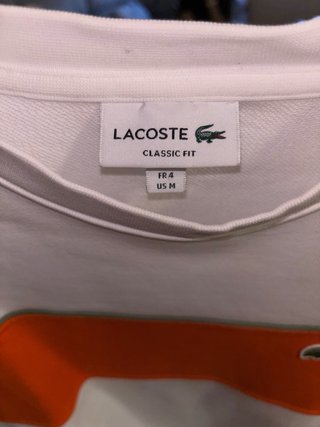 Sudadera Lacoste Blanca y Naranja