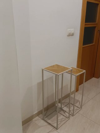 Juego 2 columnas decorativas madera y metal
