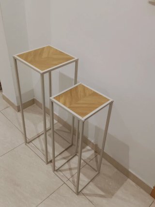 Juego 2 columnas decorativas madera y metal