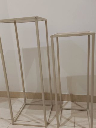 Juego 2 columnas decorativas madera y metal