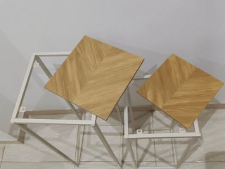 Juego 2 columnas decorativas madera y metal