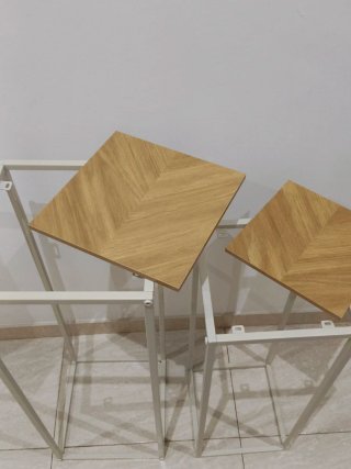 Juego 2 columnas decorativas madera y metal