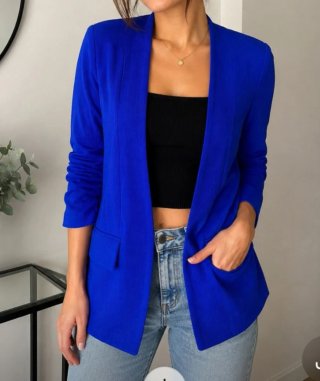 Americana azul con puños fruncidos Talla XL