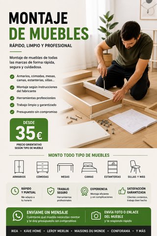Montaje de muebles IKEA, Kave Home, Leroy Merlin,