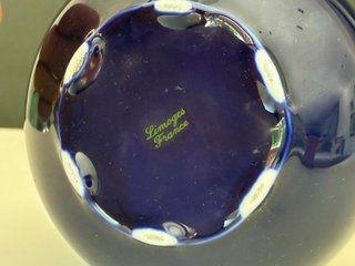 🇫🇷 Jarrón Limoges Azul y Dorado Porcelana