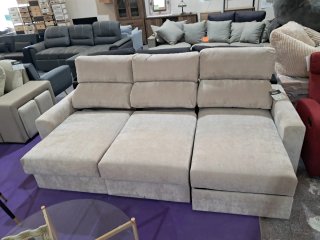 Sofá cama beige de tela