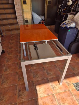 Mesa Extensible  Cocina Metacrilato Naranja y Meta