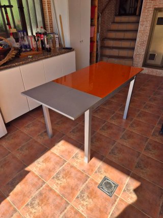 Mesa Extensible  Cocina Metacrilato Naranja y Meta