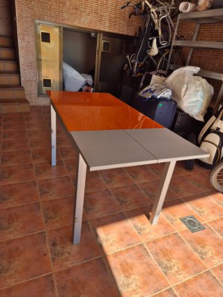 Mesa Extensible  Cocina Metacrilato Naranja y Meta