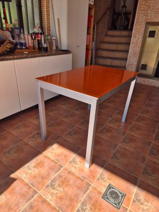 Mesa Extensible  Cocina Metacrilato Naranja y Meta