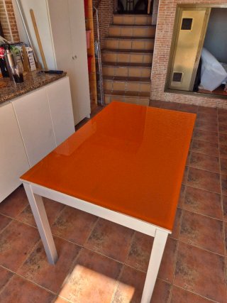 Mesa Extensible  Cocina Metacrilato Naranja y Meta