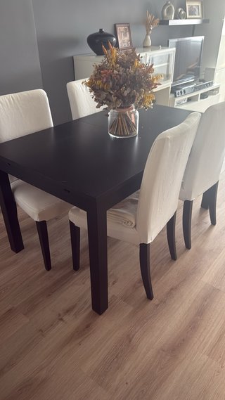 Mesa extensible y 4 sillas