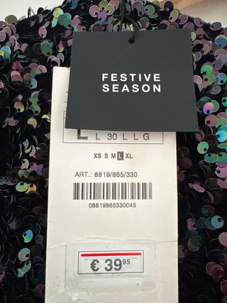 Vestido lentejuelas negro Zara Talla L sin estrena