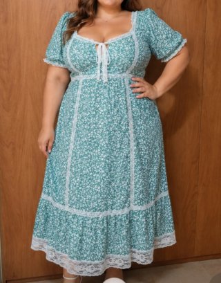 Vestido floral escote cuadrado 2xl