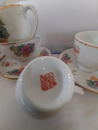 Juego de café porcelana flores