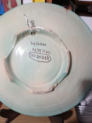Plato grande decorativo cerámica mujer peces