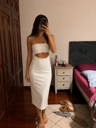 Vestido Zara palabra de honor blanco