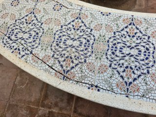 Conjunto mesa y banco piedra para jardin