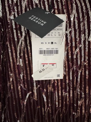 Vestito Zara con paillettes argentate bordeaux