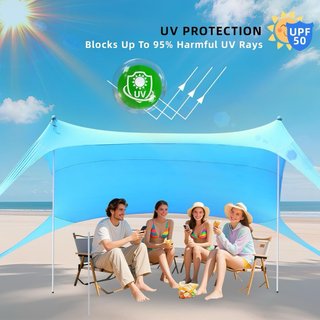 Tienda playa azul+accesorios 2x2,1m SPF 50 NUEVA