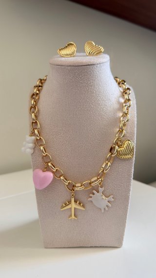 Collar y Pendientes Acero Inoxidable