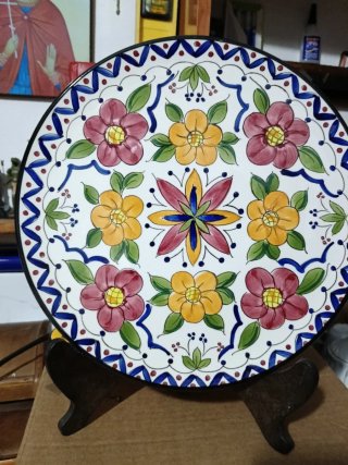 Plato decorativo cerámica flores