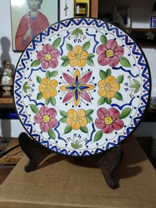 Plato decorativo cerámica flores
