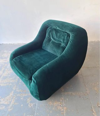 Sillón Space Age Verde Terciopelo | Años 70