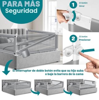Barrera de Cama KESSER 180cm Gris Claro