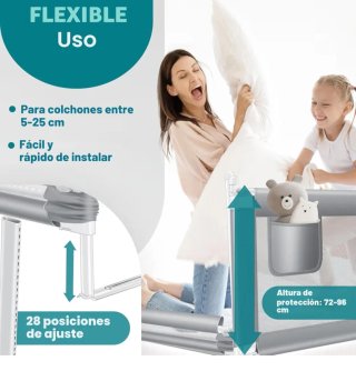 Barrera de Cama KESSER 180cm Gris Claro