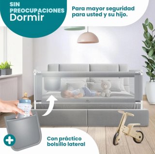 Barrera de Cama KESSER 180cm Gris Claro