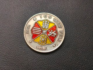 Moneda 100 Pesetas Plata 1966 colores  bandera Esp