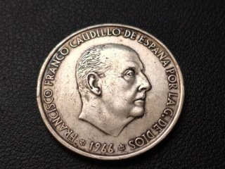 Moneda 100 Pesetas Plata 1966 colores  bandera Esp