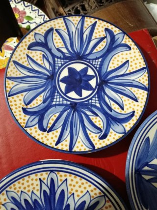 Lote 3 Platitos Cerámica Decorativos Azul